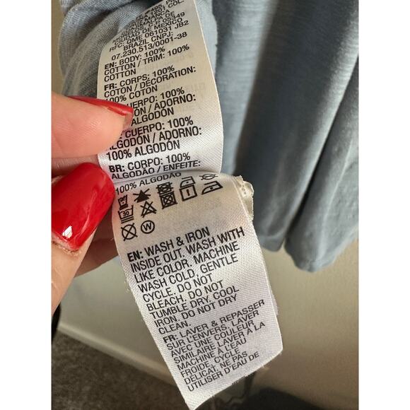 Roxy Women’s Medium Blue Cotton V-Neck Embroidered Sleeveless Mini Dress - Picture 14 of 14